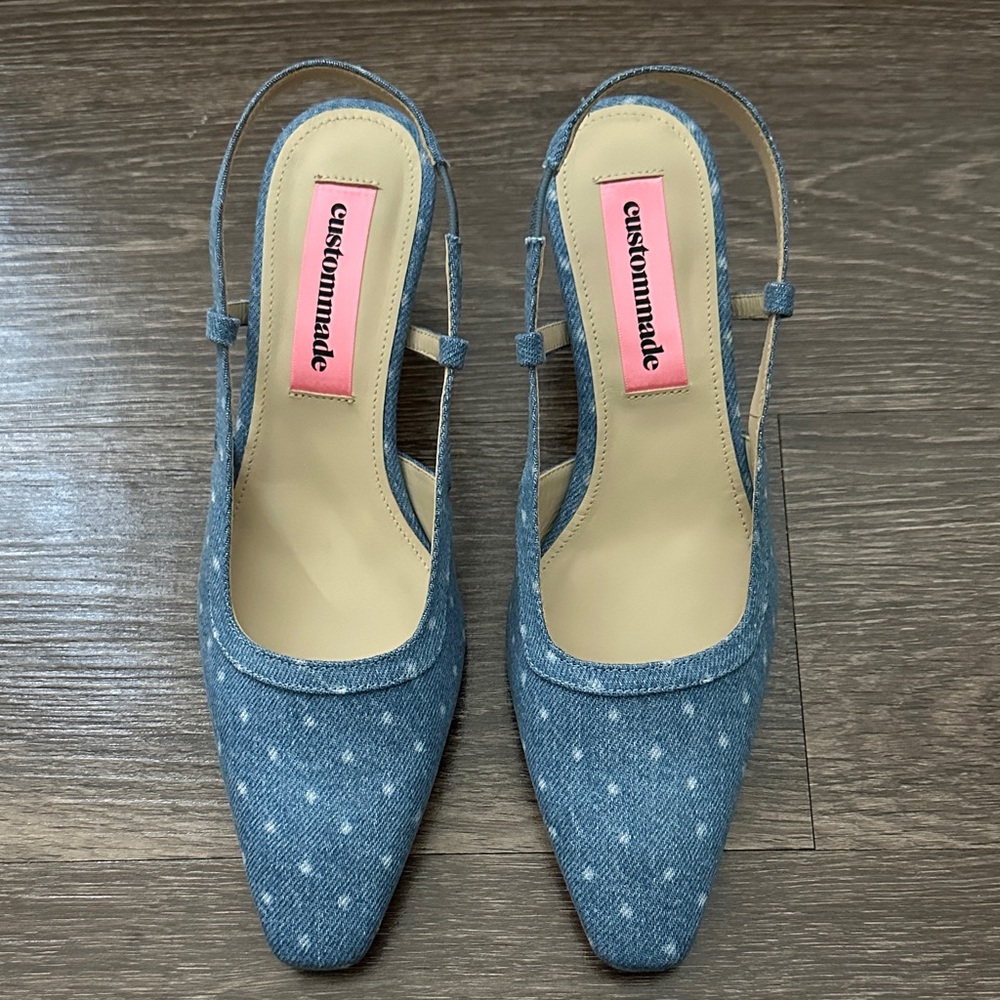 Custommade Blue Denim Slingback Heels